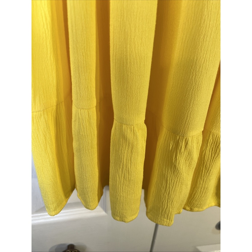 UMGEE Women's Yellow Ruffle Puff Sleeve Tiered Dress Cut-out Design Size Medium - Picture 5 of 9